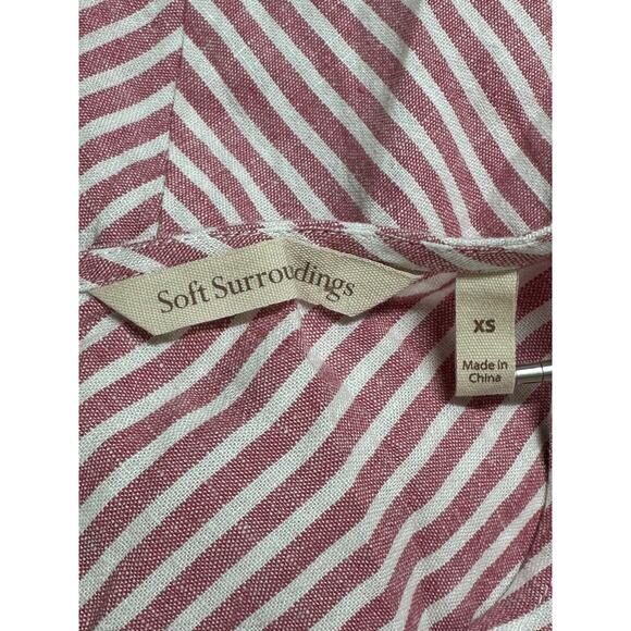 Soft Surroundings Top Women XS Red White Stripe Cold Shoulder Tunic Linen Beachy - Picture 6 of 9